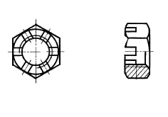 Чертеж Гайка М48 шестигранная прорезная с уменьшенным размером ГОСТ 5935-73