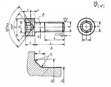Чертеж Винт М14* с цилиндрической головкой и шестигранным углублением ГОСТ 11738-84