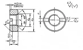 Чертеж Гайка М1,6 круглая со шлицем на торце ГОСТ 10657-80