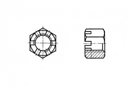 Чертеж Гайка М14* шестигранная прорезная с уменьшенным размером ГОСТ 2528-73