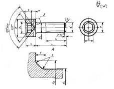 Чертеж Винт М5 с цилиндрической головкой и шестигранным углублением ГОСТ 11738-84